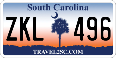 SC license plate ZKL496