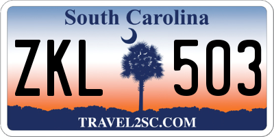 SC license plate ZKL503