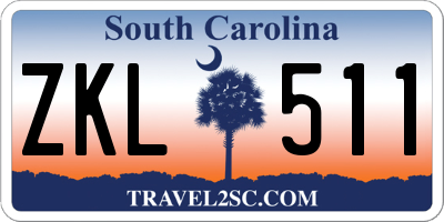 SC license plate ZKL511