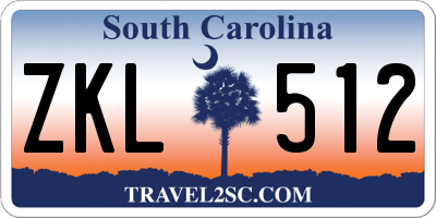 SC license plate ZKL512