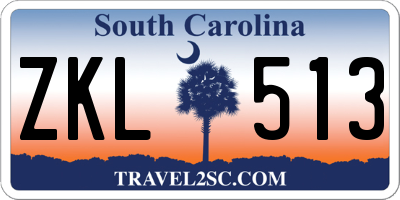 SC license plate ZKL513