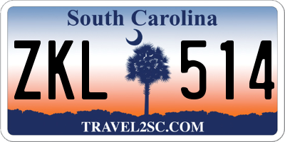 SC license plate ZKL514