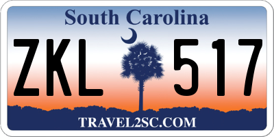 SC license plate ZKL517