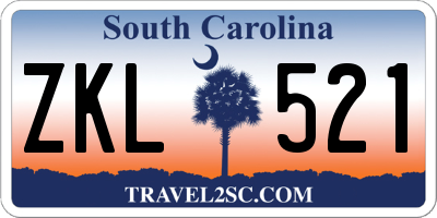SC license plate ZKL521