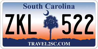 SC license plate ZKL522