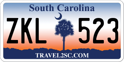 SC license plate ZKL523