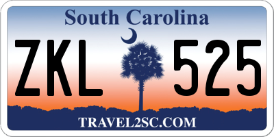 SC license plate ZKL525