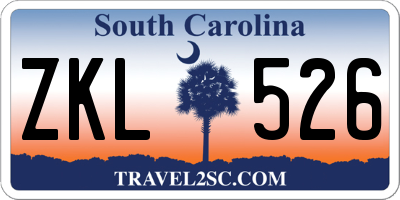 SC license plate ZKL526