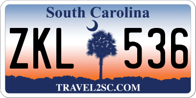 SC license plate ZKL536