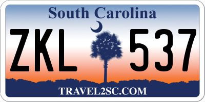 SC license plate ZKL537