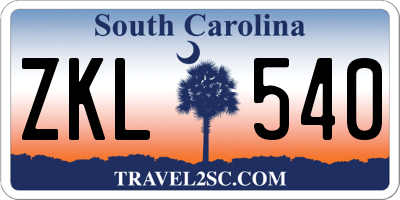 SC license plate ZKL540