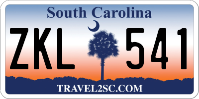 SC license plate ZKL541