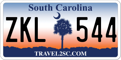 SC license plate ZKL544