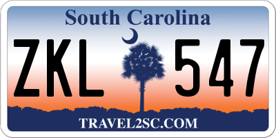 SC license plate ZKL547