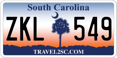 SC license plate ZKL549