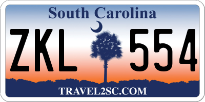 SC license plate ZKL554