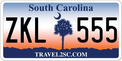 SC license plate ZKL555