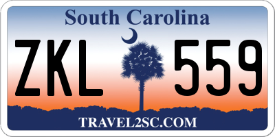 SC license plate ZKL559