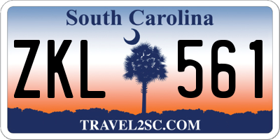 SC license plate ZKL561