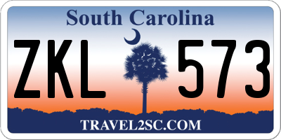 SC license plate ZKL573