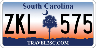 SC license plate ZKL575