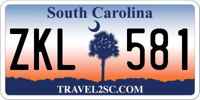 SC license plate ZKL581