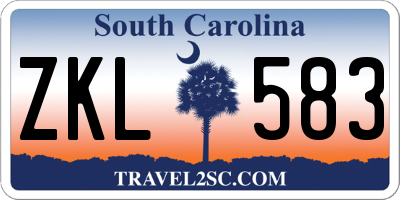 SC license plate ZKL583