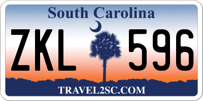 SC license plate ZKL596