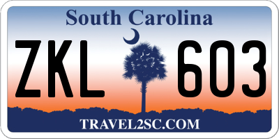 SC license plate ZKL603