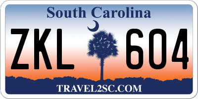 SC license plate ZKL604