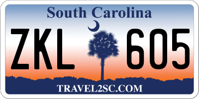 SC license plate ZKL605