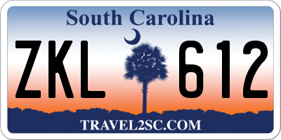 SC license plate ZKL612