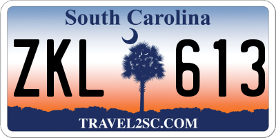 SC license plate ZKL613