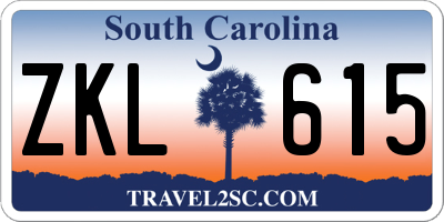 SC license plate ZKL615