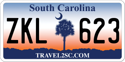 SC license plate ZKL623