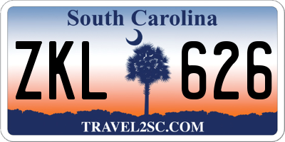 SC license plate ZKL626