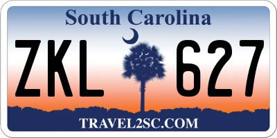SC license plate ZKL627