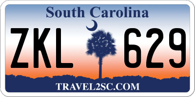 SC license plate ZKL629