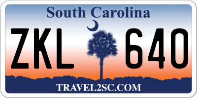 SC license plate ZKL640