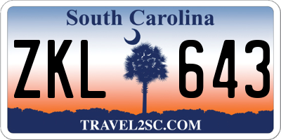 SC license plate ZKL643