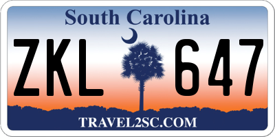 SC license plate ZKL647