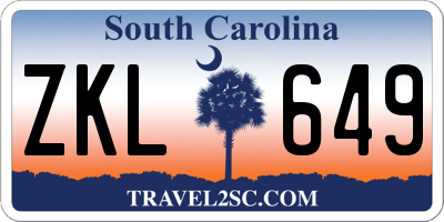 SC license plate ZKL649