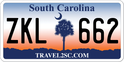 SC license plate ZKL662