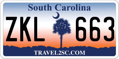 SC license plate ZKL663