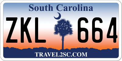 SC license plate ZKL664