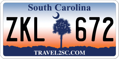 SC license plate ZKL672