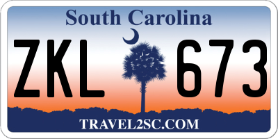 SC license plate ZKL673