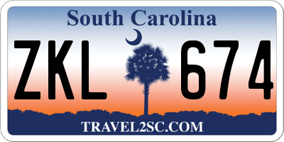 SC license plate ZKL674