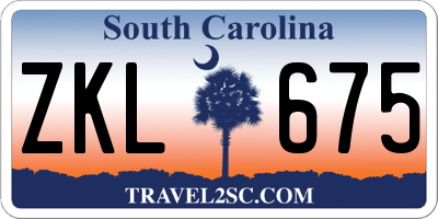 SC license plate ZKL675