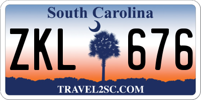 SC license plate ZKL676